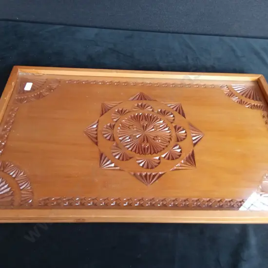 VINTAGE WOODEN HAND-CARVED TRAY