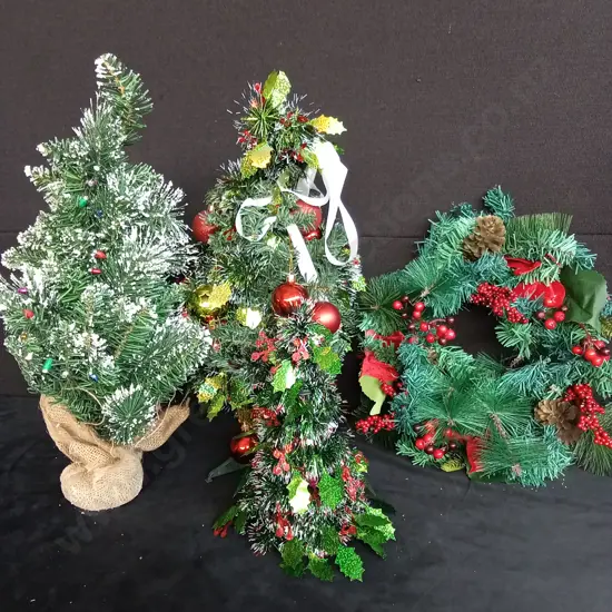 CHRISTMAS TREES AND WREATH