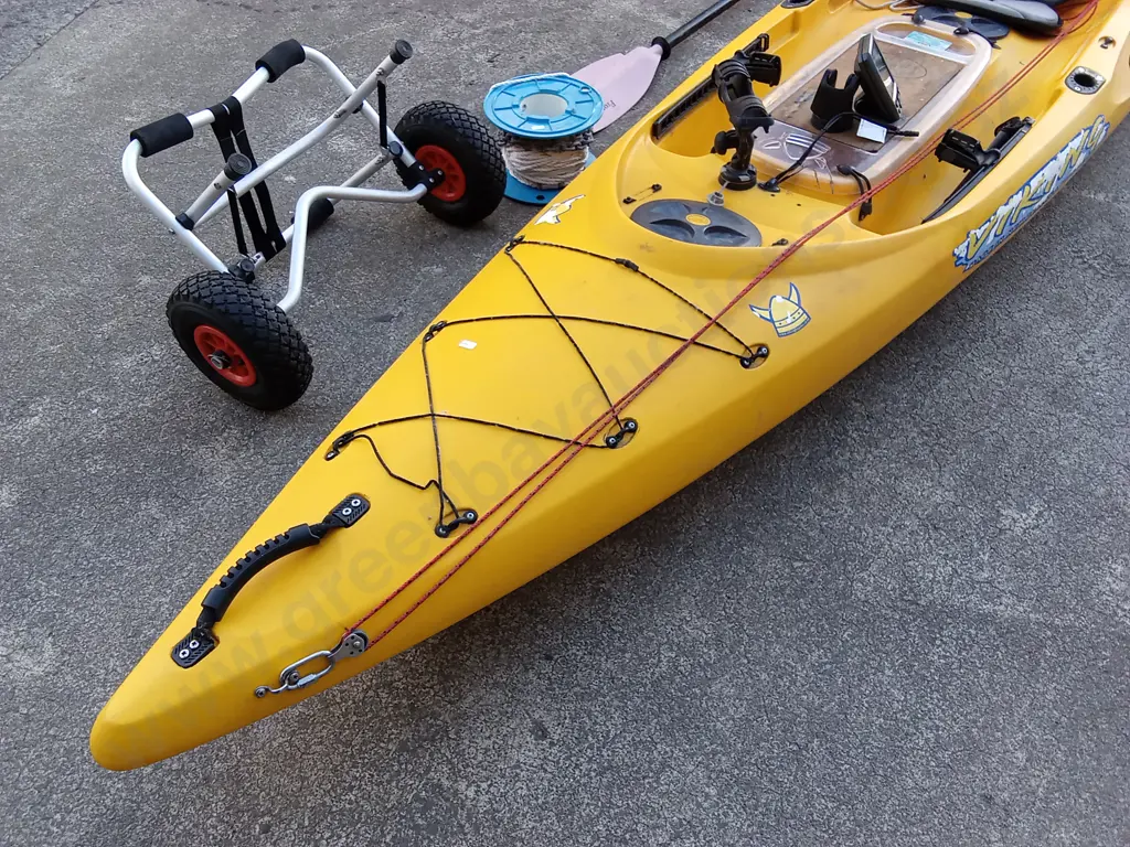 VIKING PROFISH 400 FISHING KAYAK INCLUDES GARMIN ECHO 101 FISH FINDER, 2 PIECE PADDLE, TROLLEY AND SEATBACK Image 1++