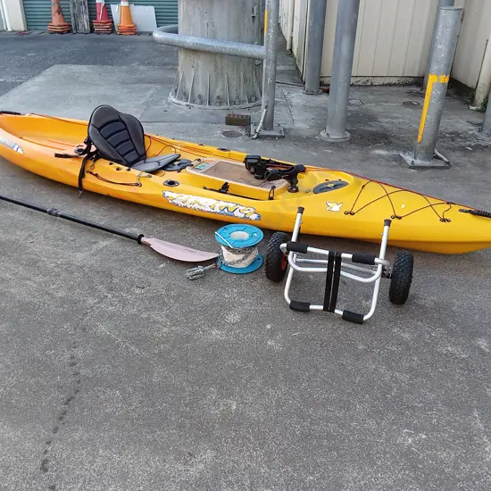 VIKING PROFISH 400 FISHING KAYAK INCLUDES GARMIN ECHO 101 FISH FINDER, 2 PIECE PADDLE, TROLLEY AND SEATBACK