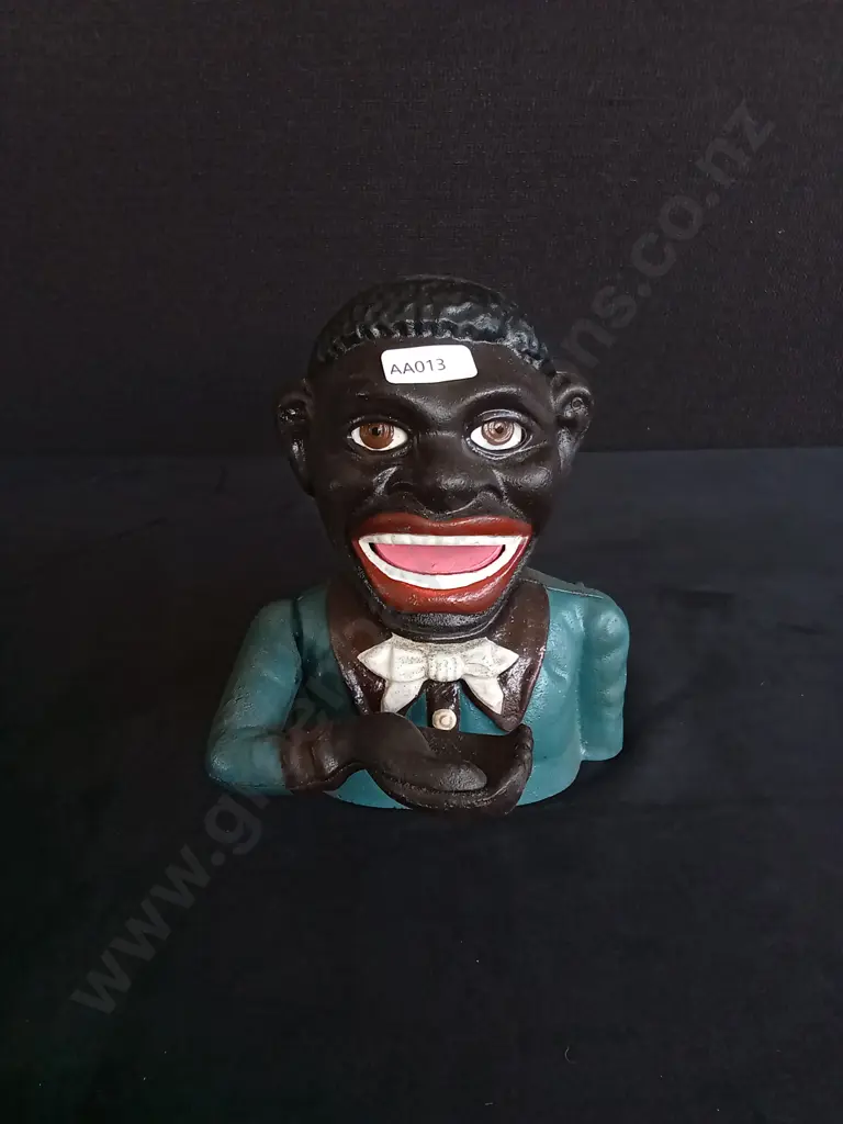 VINTAGE JOLLY BOY CAST IRON MECHANICAL COIN BANK Image 1++