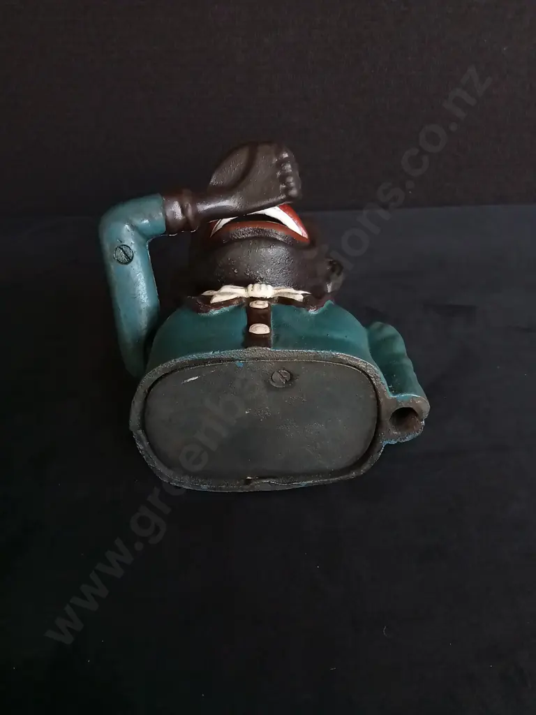 VINTAGE JOLLY BOY CAST IRON MECHANICAL COIN BANK Image 1++