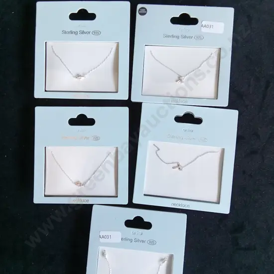 FIVE STERLING SILVER NECKLACES