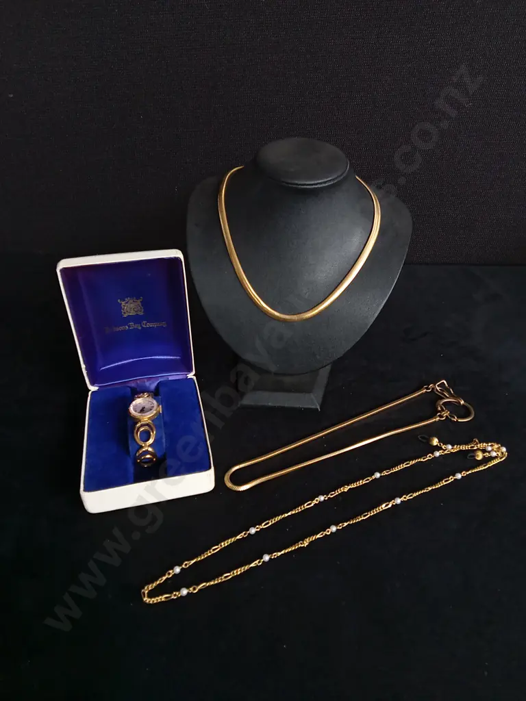 HUDSONS BAY COMPANY WATCH AND 3 NECKLACES Image 1++