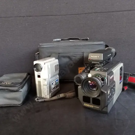 SONY HANDYCAM CCD-V30 CAMCORDER AND VINTAGE JVC GR-DVX SERIES DIGITAL VIDEO CAMERA BOTH UNTESTED