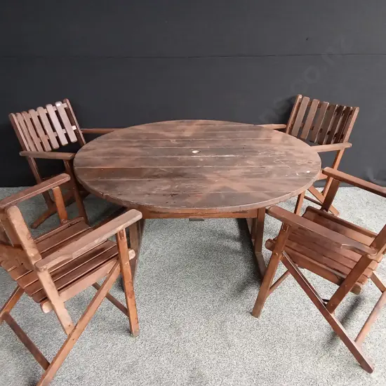 ROUND WOODEN TABLE WITH 4 CHAIRS H67CM D135CM