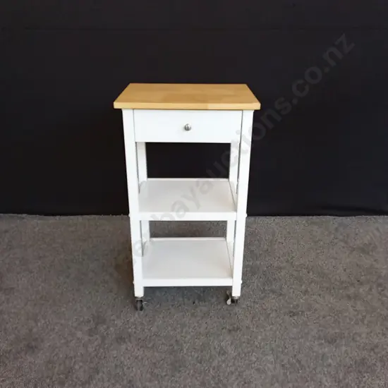 WOODEN SHELF WITH DRAWER ON WHEELS L19CM H34CM D15CM