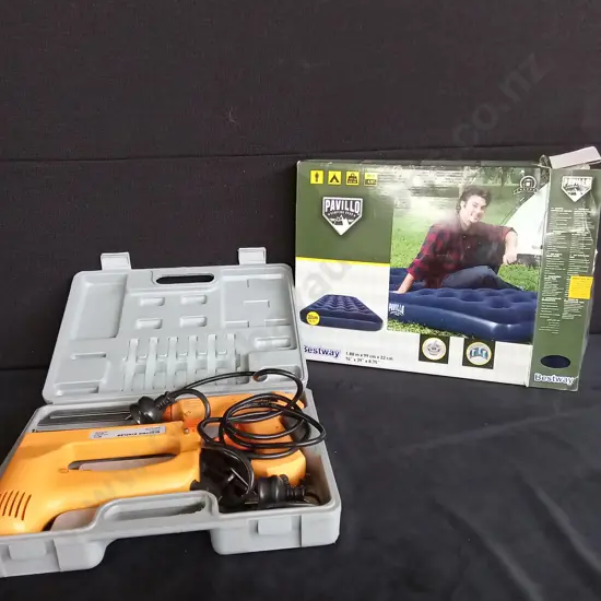 STAPLE GUN GLUE GUN AND BLOW-UP MATTRESS