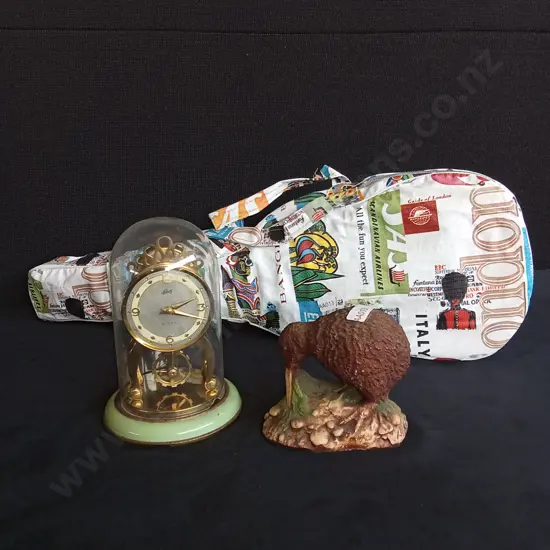 VINTAGE SCHATZ 8-DAY CLOCK A UKELELE AND A KIWI