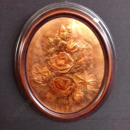 VINTAGE EMBOSSED ROSE ARTWORK IN FRAME