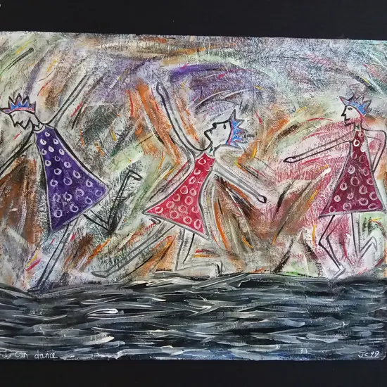 ORIGINAL PAINTING TITLED NOW I CAN DANCE BY JC DATED 1999
