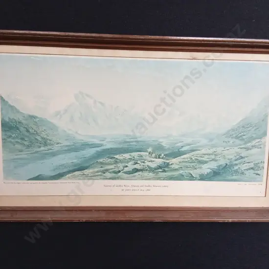 FRAMED PRINT OF SOURCES OF GODLEY RIVER CHOSEN AND GODLEY GLACIERS BY JOHN GULLY