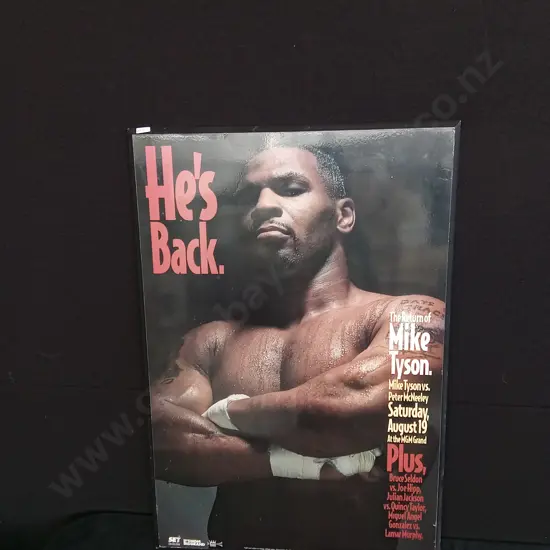1995 MIKE TYSON VS PETER MCNEELY POSTER ON A BOARD H86CM L57CM