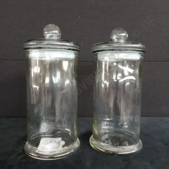 GLASS LOLLY JARS WITH LIDS X 2 40CM HIGH