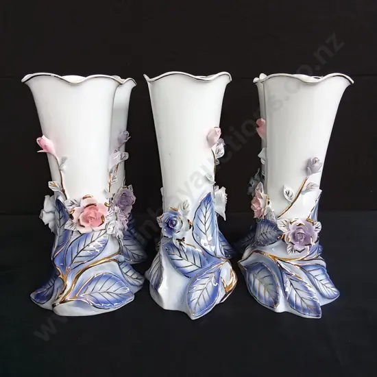 SET OF 6 VINTAGE PORCELAIN VASES