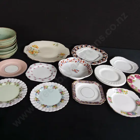 3 ROYAL ALBERT SAUCERS WITH ASSORTED SAUCERS BOWLS AND PLATTERS