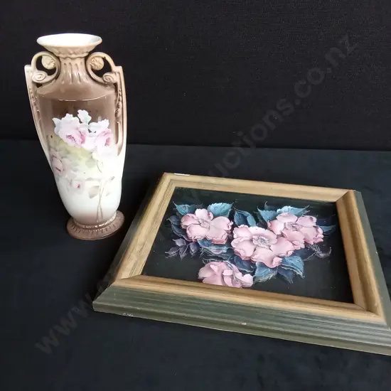 FRAMED 3 DIMENSIONAL PAPER ROSES AND VASE (ENGLISH STAMP)