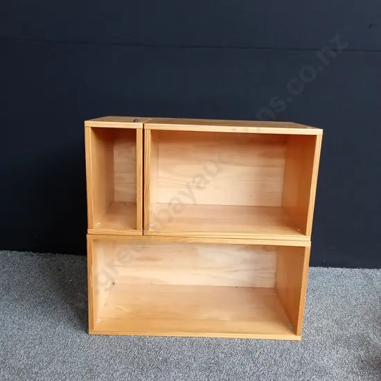 WOODEN 3 PART STORAGE SYSTEM H77CM L77CM D39CM