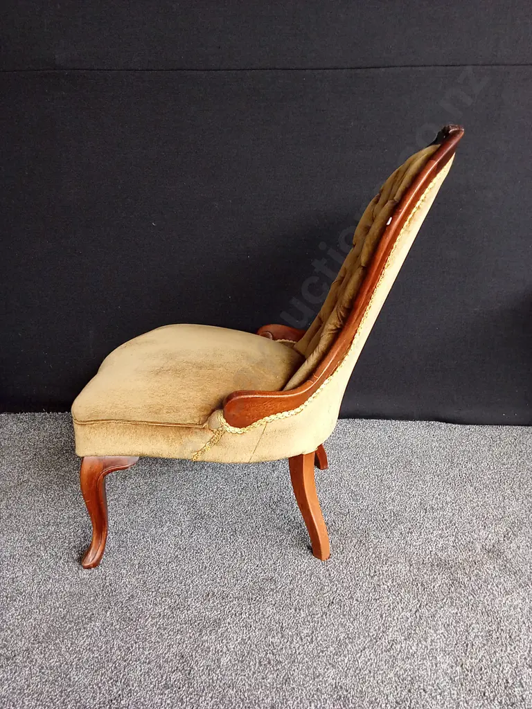 PAIR OF VICTORIAN LADY CHAIRS WITH JK 1978 CARVED ON BACKLEGS Image 1++