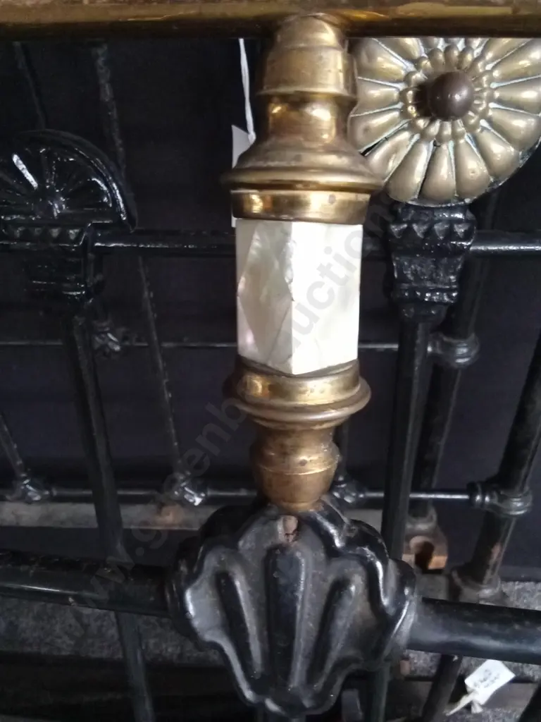 ANTIQUE BED FRAMES X 4, FINE DETAIL CAST IRON PIECES, BRASS FEATURES INCLUDING 2 TALL BED POSTS FRAME RAILS Image 1++