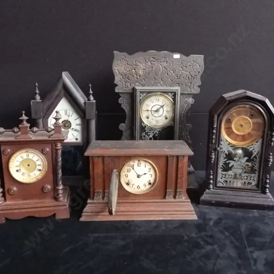 5 X WOODEN TABLE CLOCKS SUIT PARTS VARIOUS STYLES