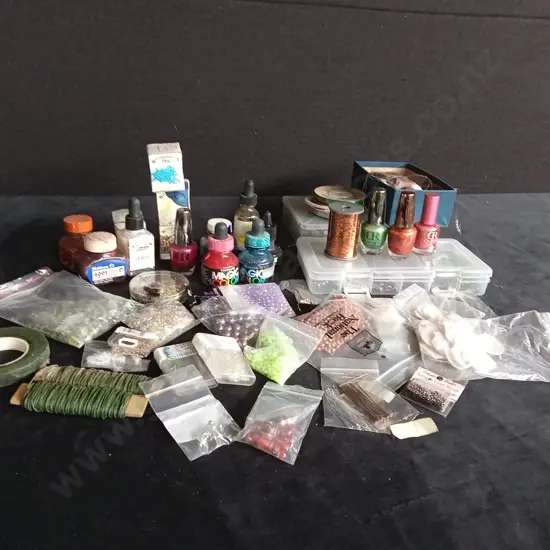 ASSORTED BEADS AND INK AND OTHER ITEMS
