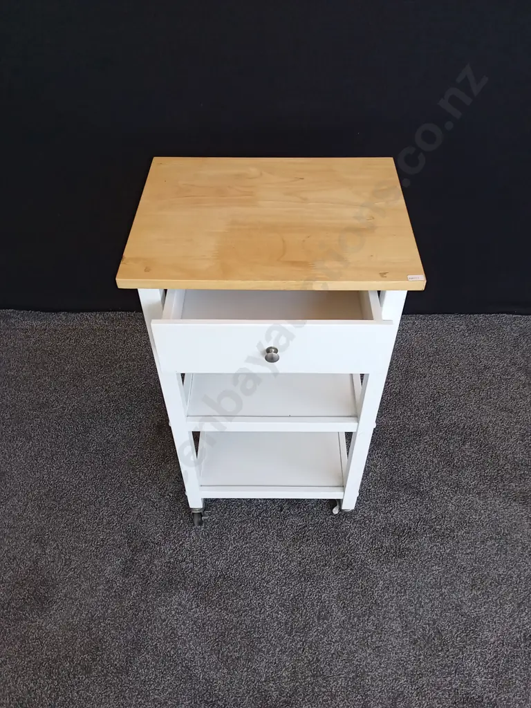 WOODEN SHELF WITH DRAWER ON WHEELS L19CM H34CM D15CM Image 1++