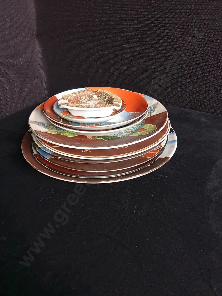 VINTAGE JAPANESE HAND PAINTED PLATES Image 1++