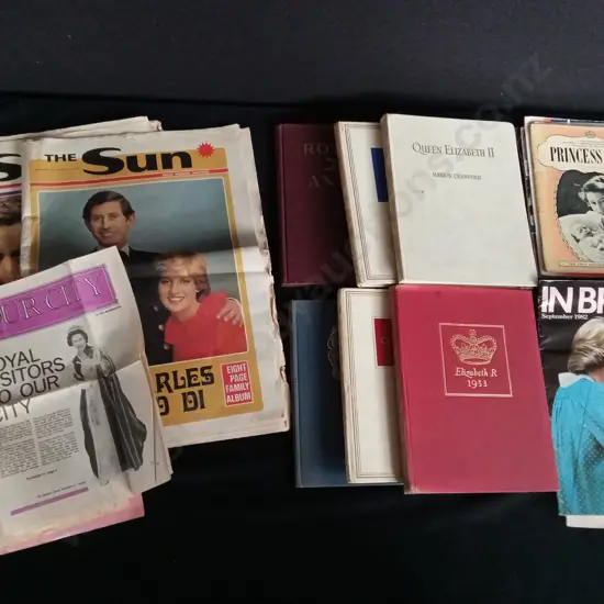 COLLECTION OF VINTAGE ROYAL FAMILY NEWSPAPERS AND BOOKS