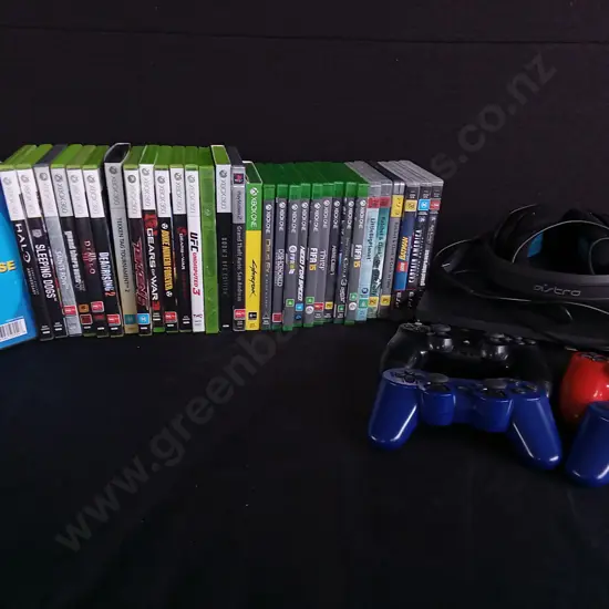 PS4 WITH COLLECTION OF XBOX360 PS2 AND PS3 GAMES WITH 4 CONTROLLERS AND ASTRO HEADSET