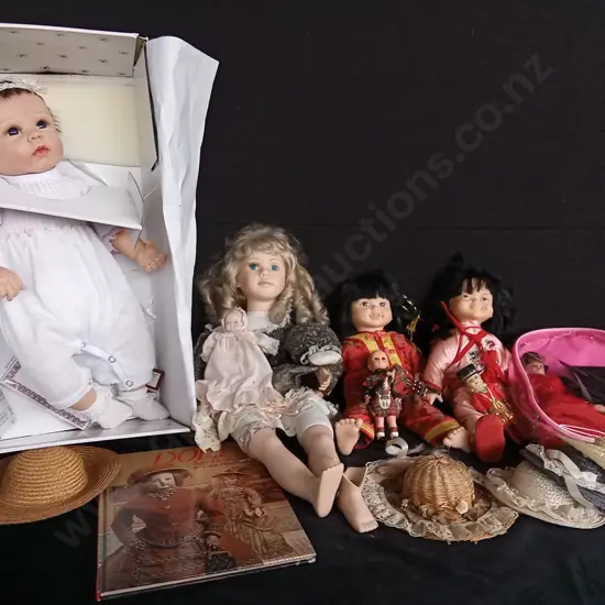 DOLLS X 9 WITH ACCESSORIES AND A BOOK