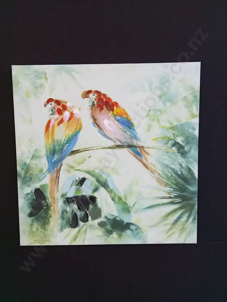 PAINTING ON CANVAS OF 2 PARROTS Image 1++