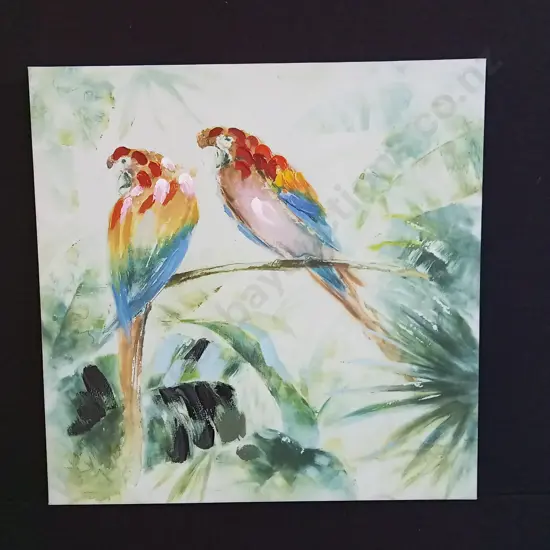 PAINTING ON CANVAS OF 2 PARROTS