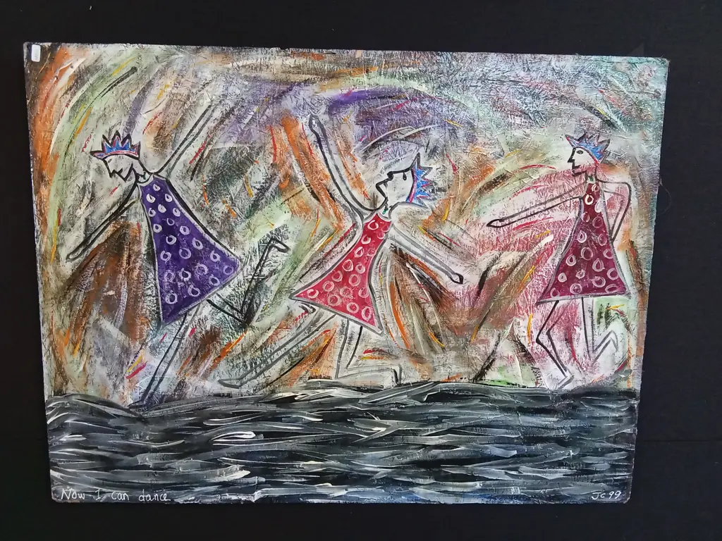 ORIGINAL PAINTING TITLED NOW I CAN DANCE BY JC DATED 1999 Image 1++