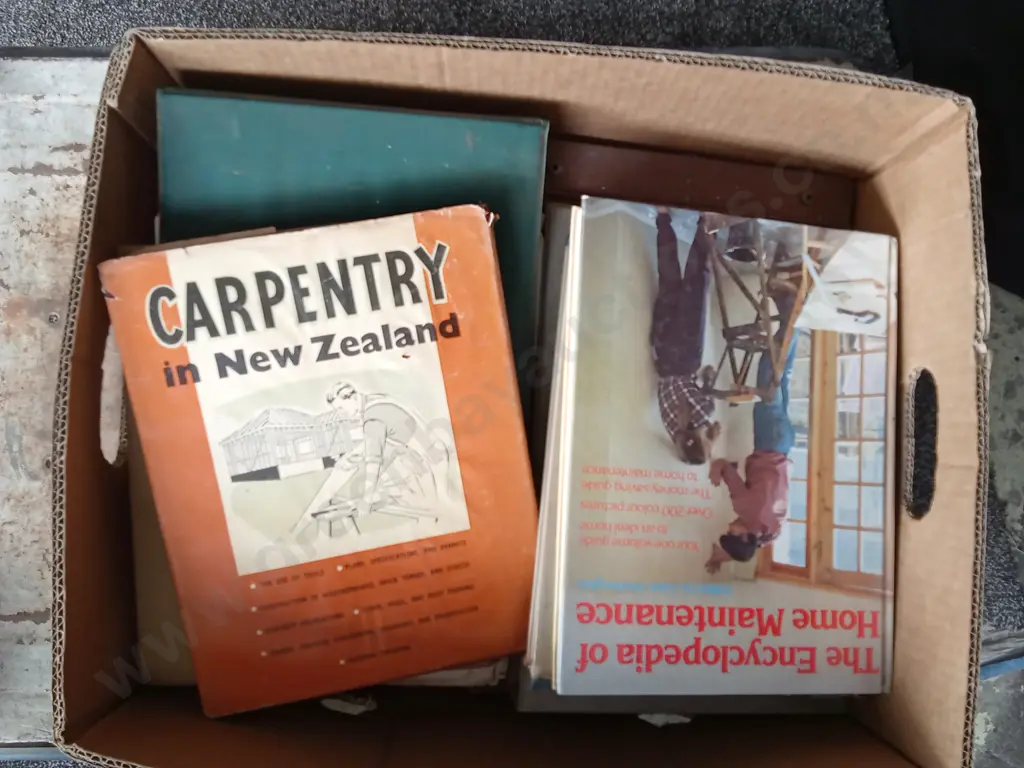 BOX OF BOOKS ON WOODWORK Image 1++