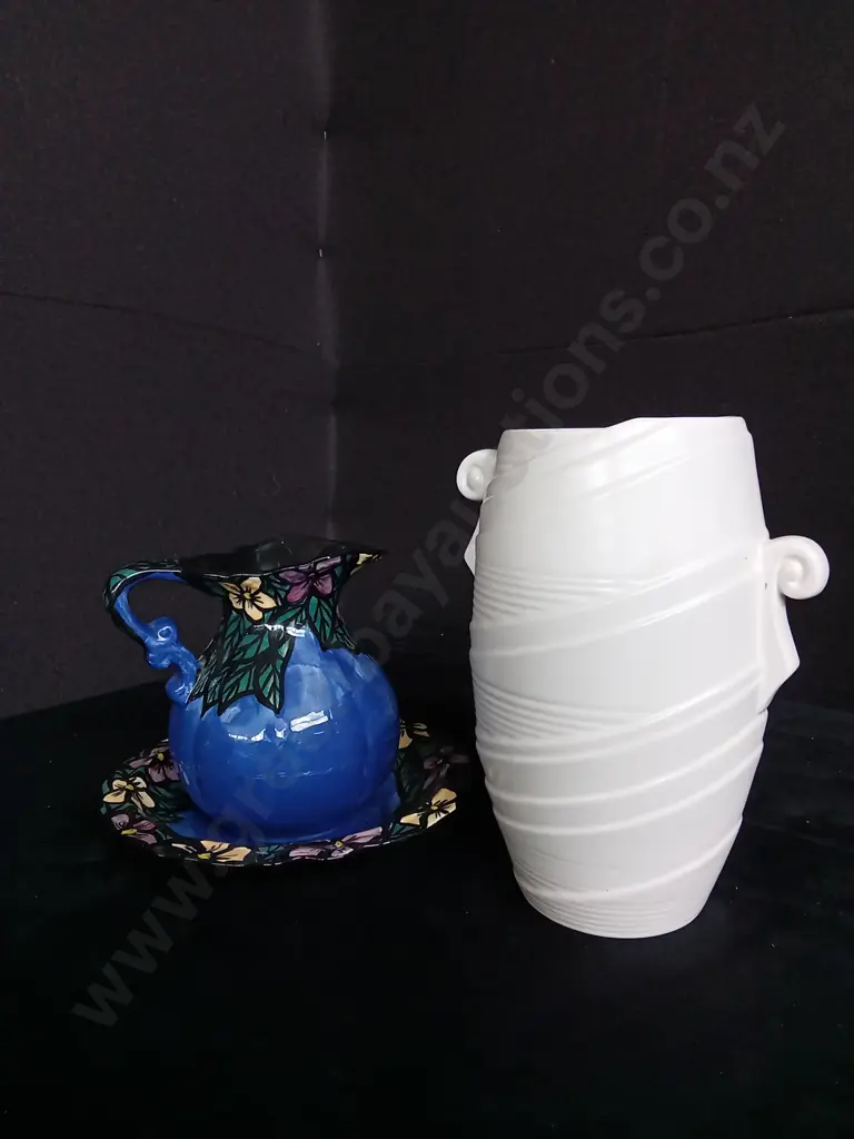 NZ JOHN HIRD CERAMIC JUG AND BOWL AND STYLEVAC VASE Image 1++