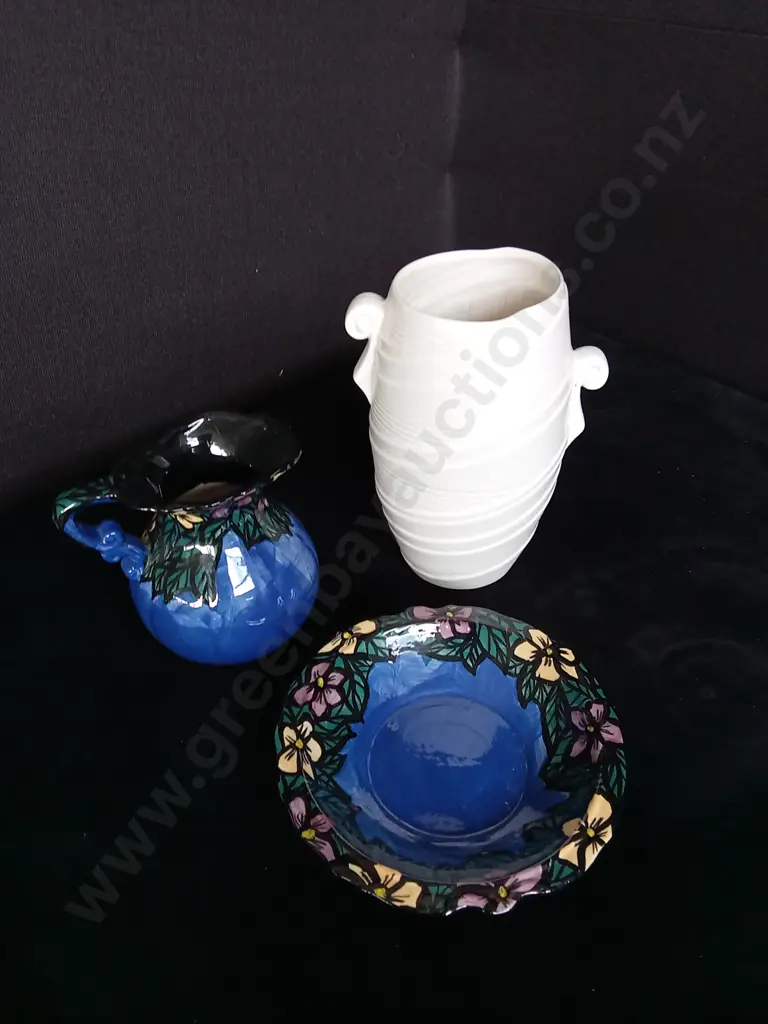 NZ JOHN HIRD CERAMIC JUG AND BOWL AND STYLEVAC VASE Image 1++