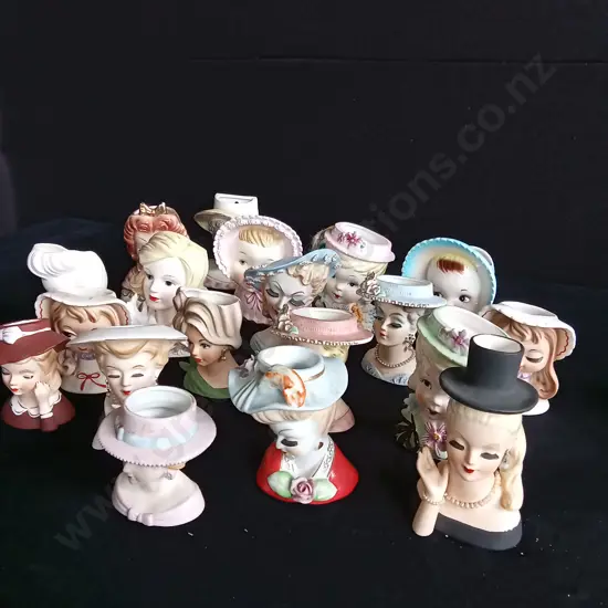 VINTAGE MIX OF LADY HEAD VASES