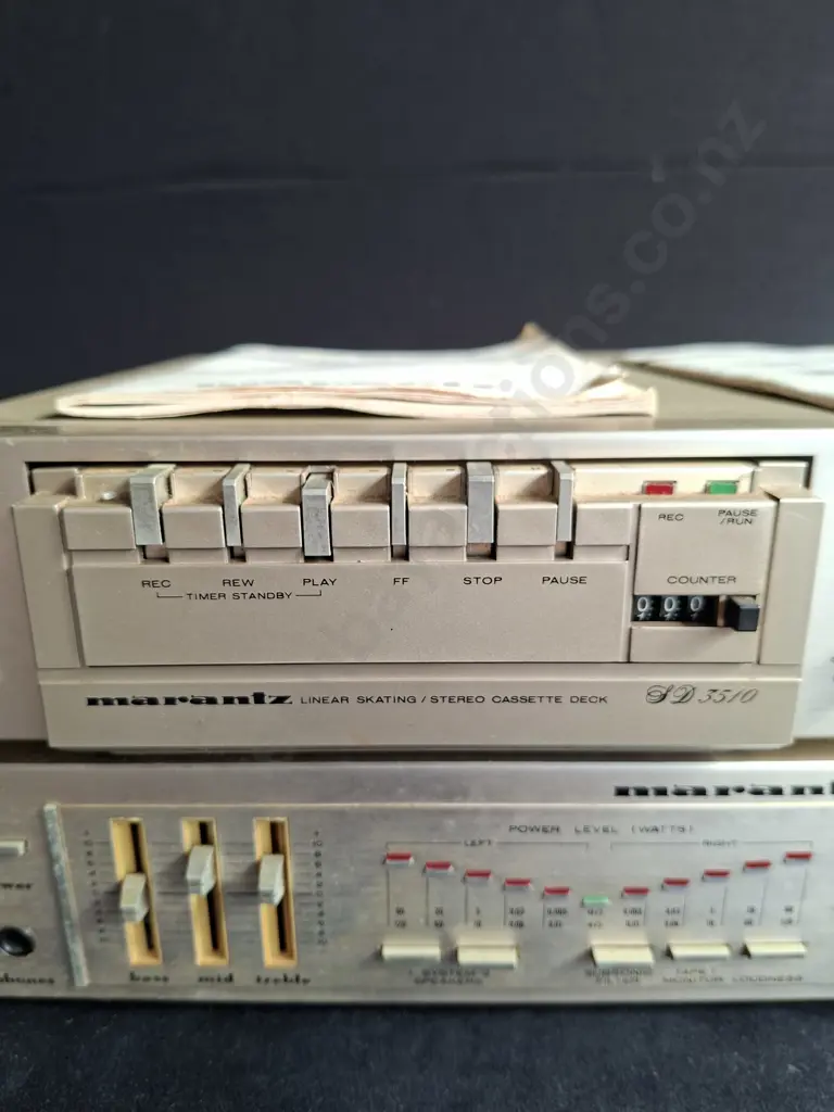 VINTAGE MARANTZ SEPERATES - SD3510 CASSETTE PLAYER + PM350 CONSOLE STEREO AMPLIFIER BOTH POWER ON Image 1++