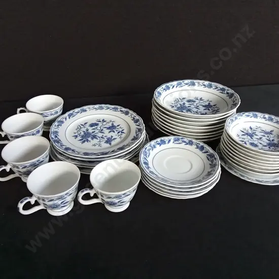 BLUE CHATHAM FINE CHINA TEA SET