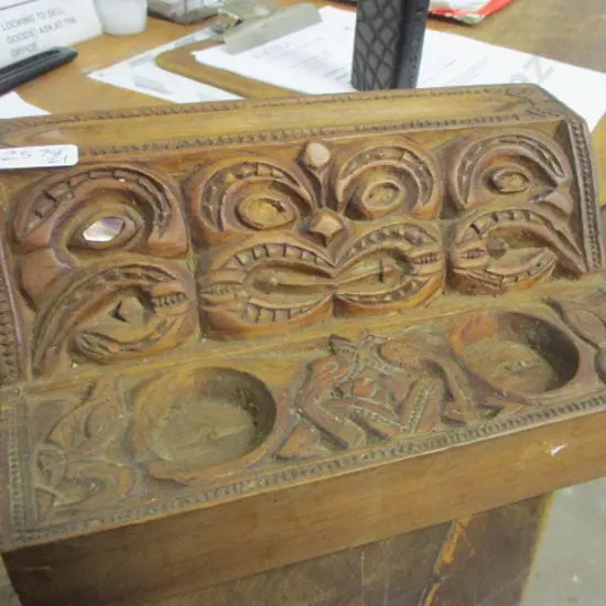 Carved Tiki Inkstand