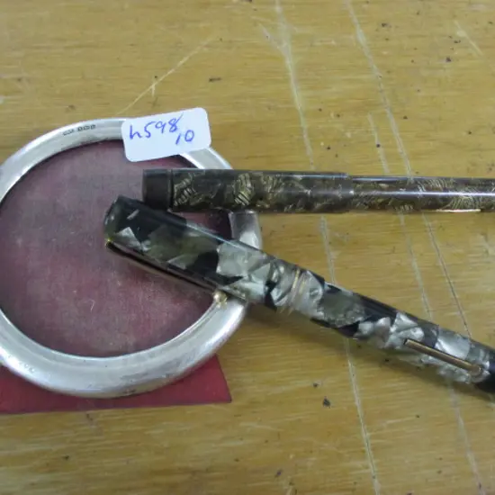 Silver Frame and 2 Gold Nibbed Pens