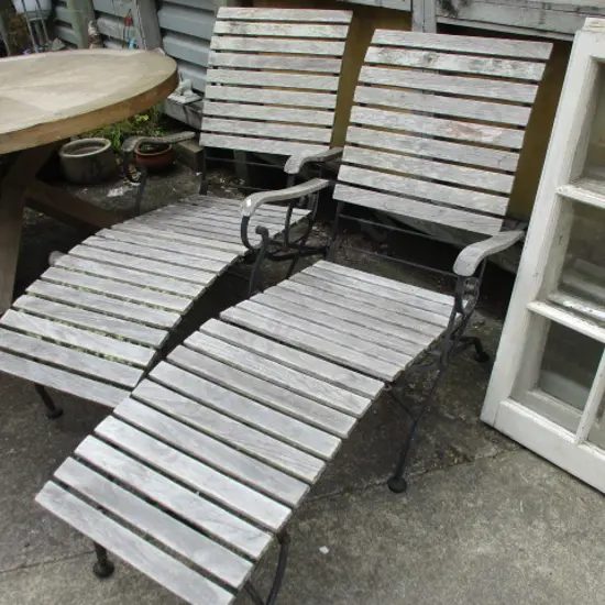 Pr Wooden Loungers
