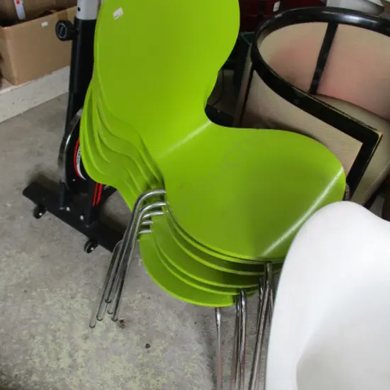 6 Green Stacking Chairs