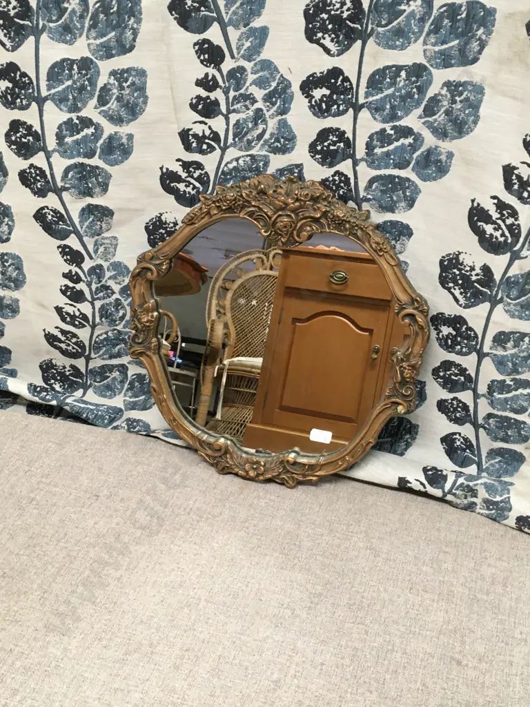 VINTAGE STYLE ORNATE GOLD ROUND MIRROR Image 1++