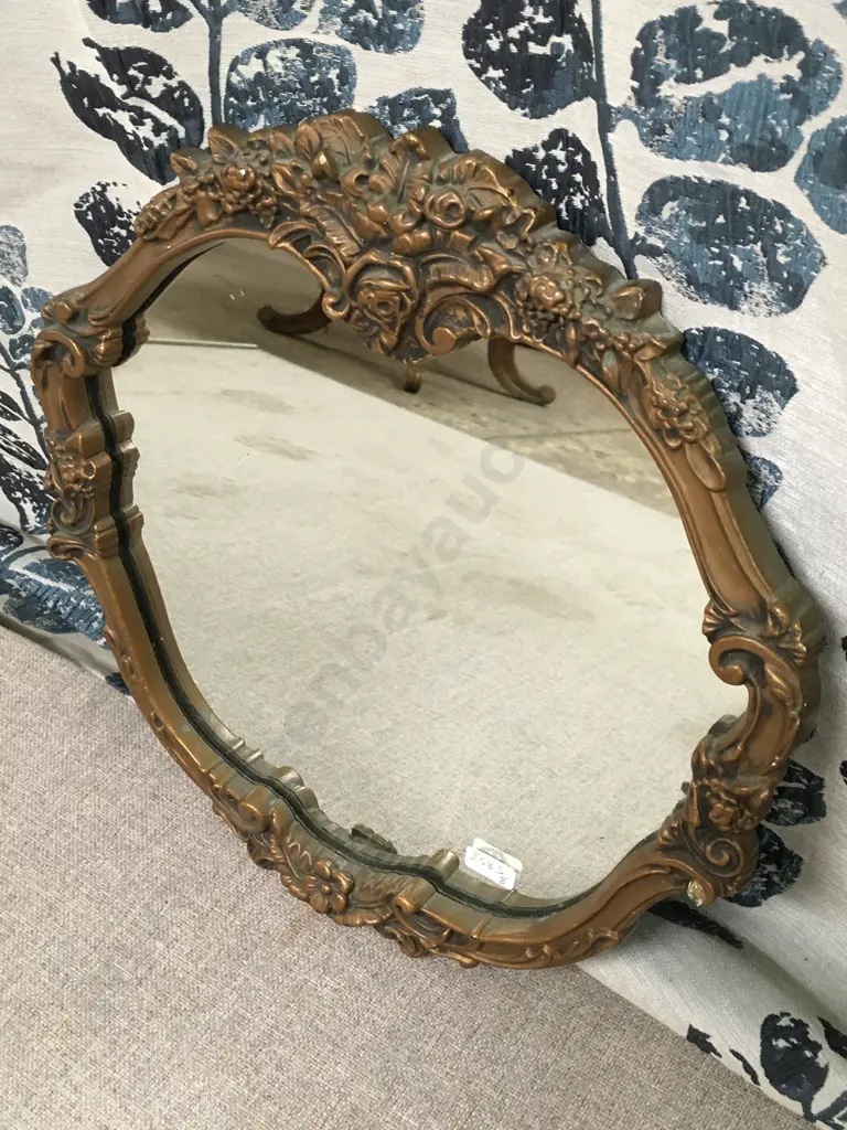 VINTAGE STYLE ORNATE GOLD ROUND MIRROR Image 1++