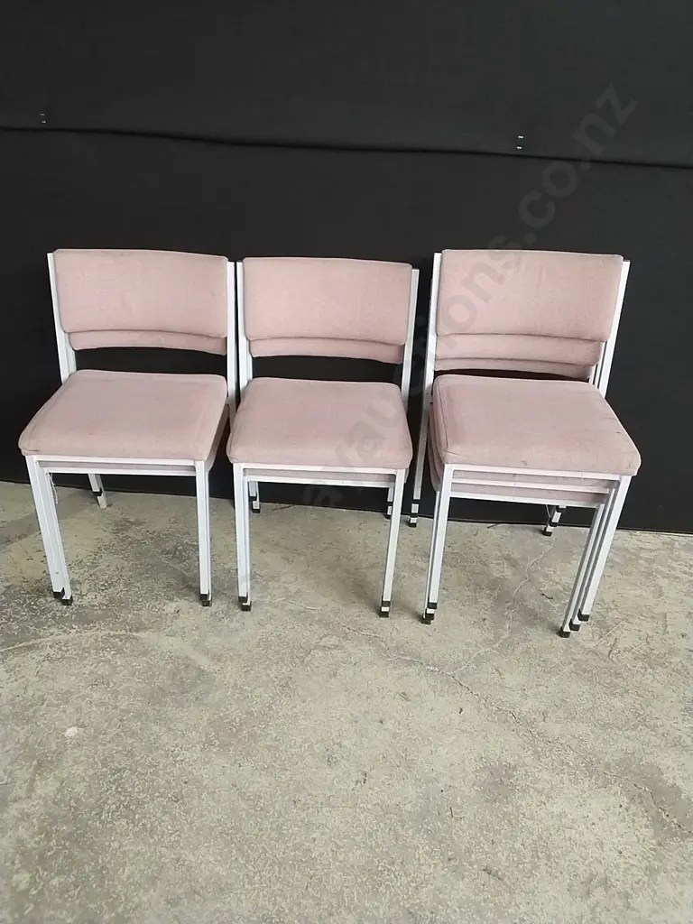 PINK CUSHIONED STACKABLE CHAIRS X 7 Image 1++