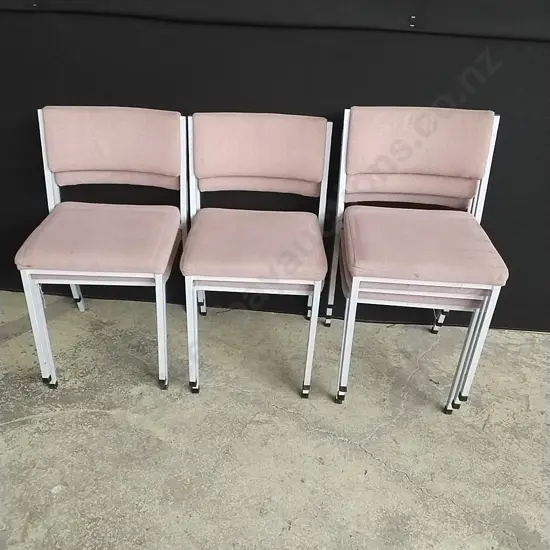 PINK CUSHIONED STACKABLE CHAIRS X 7