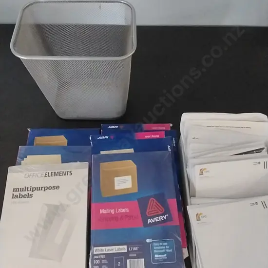 STATIONERY -ENVELOPES, MAILING LABELS AND PAPER BIN