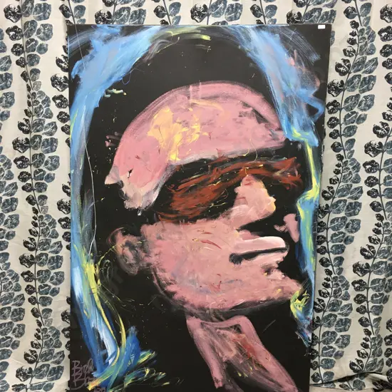 VIBRANT EXPRESSIONISTIC CANVAS PAINTING OF U2 FRONTMAN BONO